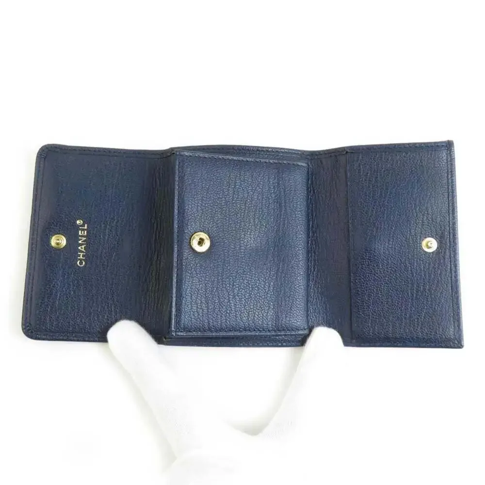 CHANEL Authentic Blue Leather Wallet
